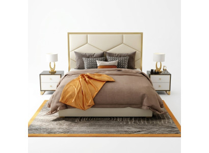 Décoration de lit Design Luxueux pour Chambre Double d'Hôtel en Cuir