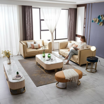 acier inoxydable Mobilier en métal pour le salon Canapé Siège Rembourrage Suite 3+2+1