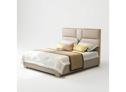 Lit en cuir de design de luxe, lits en métal doré pour hôtel avec tapisserie 180x200cm