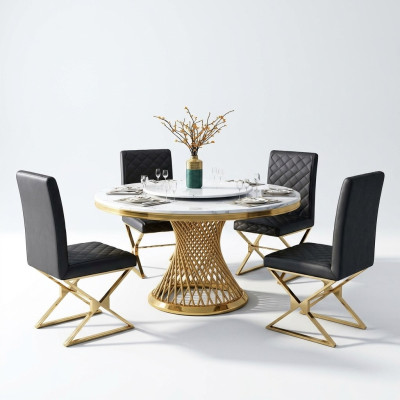 Conception de table en bois Table à manger ronde Tables décoratives rondes 130cm Classe de luxe