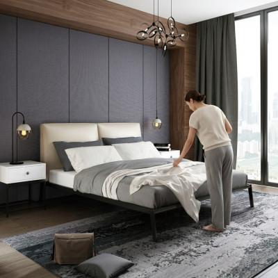 Chambre de luxe Décoration de lit Design de rembourrage Lits doubles de luxe pour hôtel