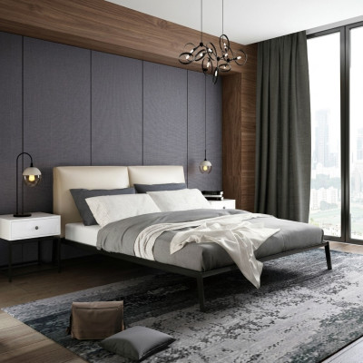 Chambre de luxe Décoration de lit Design de rembourrage Lits doubles de luxe pour hôtel
