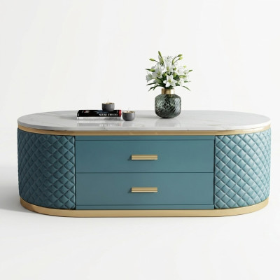 Tables basses de salon de haute qualité - Table ovale en acier inoxydable de designer de luxe