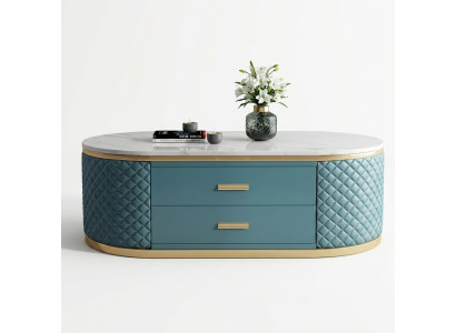 Tables basses de salon de haute qualité - Table ovale en acier inoxydable de designer de luxe