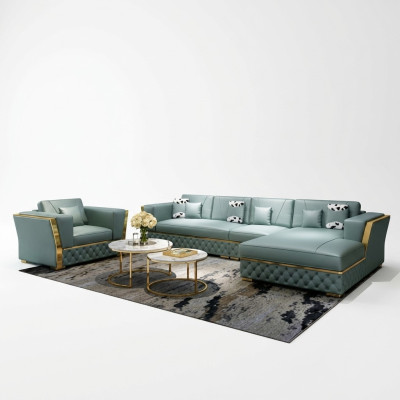 Paysage vivant Canapé d'angle en forme de L Fauteuil Ensemble Deko Suite Canapé moderne en cuir