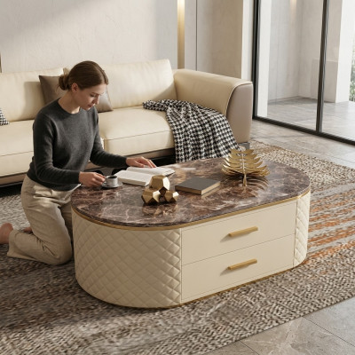 Conception Table basse Imitation marbre Pierre Vivre Café Canapé Table d'appoint