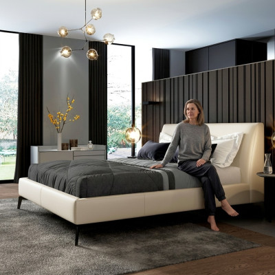 Lit double Lits Design Lit Revêtement en Cuir Chambre Mariage Italien