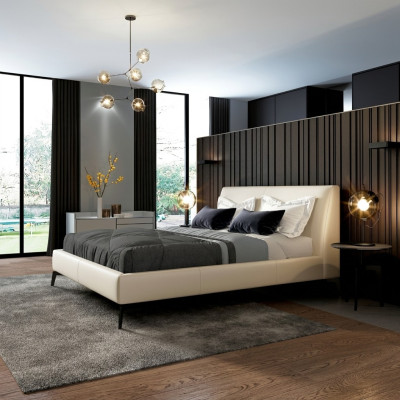 Lit double Lits Design Lit Revêtement en Cuir Chambre Mariage Italien