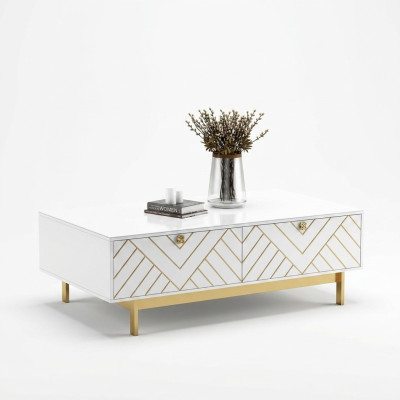 Élégante table basse brillante en acier inoxydable de luxe américaine