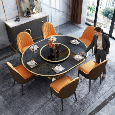 Table à manger design Table de salle à manger Ovale Verre Tables rondes Modernes Extensibles
