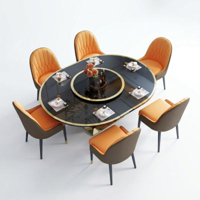 Table à manger design Table de salle à manger Ovale Verre Tables rondes Modernes Extensibles