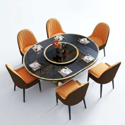 Ensemble de chaises de salle à manger design en métal tables fauteuil 6 chaises + suite de table