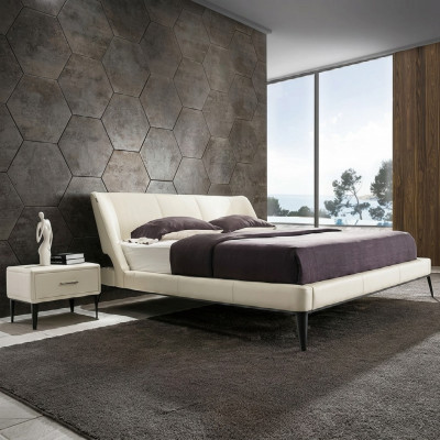 Lits doubles en bois design de mobilier noble, nouveaux lits à rembourrage pour chambre à coucher.