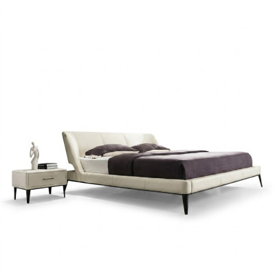 Lits doubles en bois design de mobilier noble, nouveaux lits à rembourrage pour chambre à coucher.