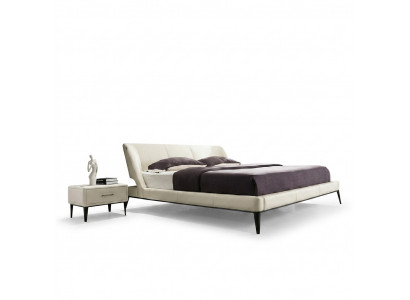 Lits doubles en bois design de mobilier noble, nouveaux lits à rembourrage pour chambre à coucher.