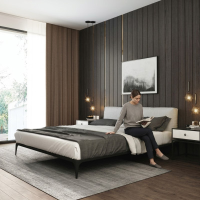 Lit rembourré Lits Chambre Hôtel Rembourrage Designer Double Luxe Décoratif Design