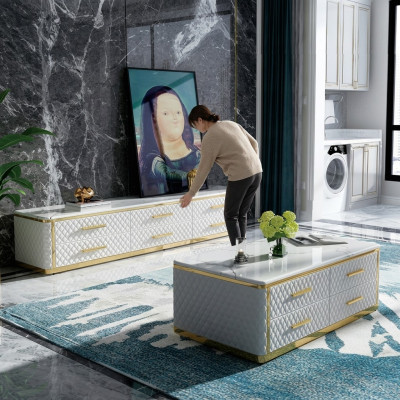 Table basse en acier inoxydable Table design en acier inoxydable Tables en acier inoxydable Canapé Côté