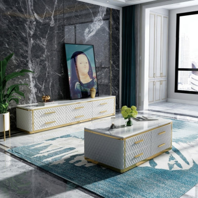 Buffet TV Lowboard Meuble TV XL Armoire Table basse Salon Marbre