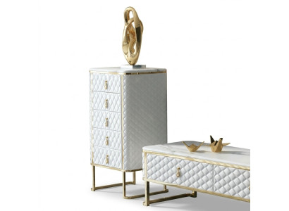 Coffre à tiroirs décoratif Buffet Commodes Buffets Cabinet haut à 5 tiroirs