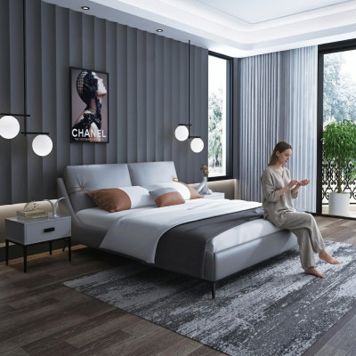 Lit en bois moderne Meubles de designer nobles Lits doubles pour une nouvelle chambre