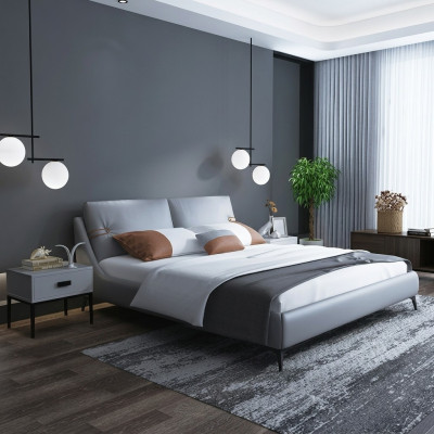 Lit en bois moderne Meubles de designer nobles Lits doubles pour une nouvelle chambre