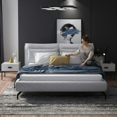 Lit de chambre à coucher double en cuir de 180x200cm, meubles design italien.