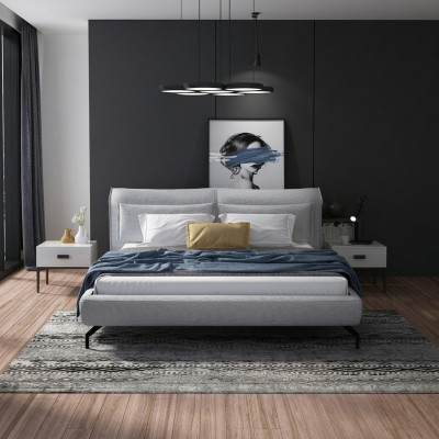 Lit de chambre à coucher double en cuir de 180x200cm, meubles design italien.