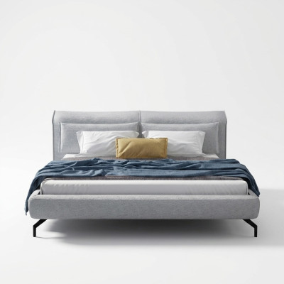 Lit de chambre à coucher double en cuir de 180x200cm, meubles design italien.