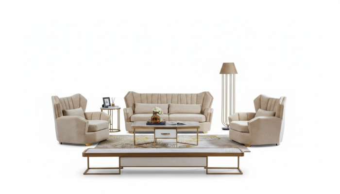 Canapé Canapé Suite Siège Rembourrage Complet Ensemble 3+2+1 Canapés Décoratifs Designer