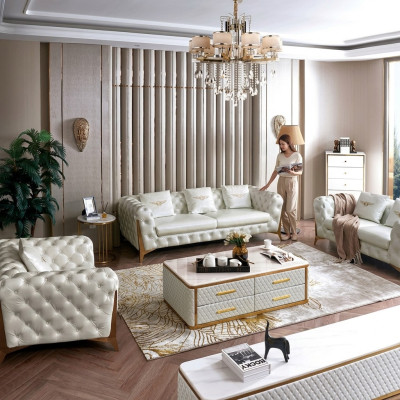 Ensemble canapé Chesterfield de luxe 3+2+1 places, mobilier de canapé.