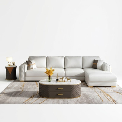 Meubles de style italien ensemble de 3 pièces canapé d'angle + tables basses tables de canapé cuir