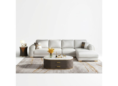 Meubles de style italien ensemble de 3 pièces canapé d'angle + tables basses tables de canapé cuir