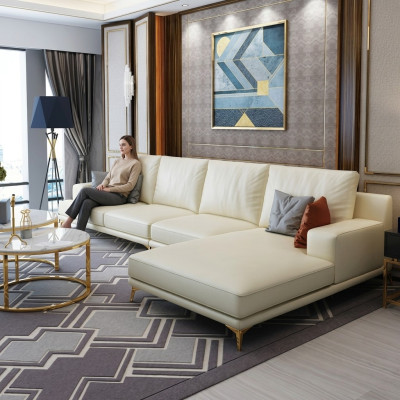 Suite Designer Sofa Canapé Canapé d'angle avec Tabouret Rembourrage Paysage de vie