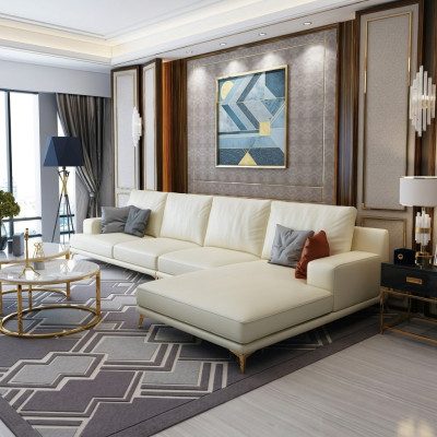 Suite Designer Sofa Canapé Canapé d'angle avec Tabouret Rembourrage Paysage de vie