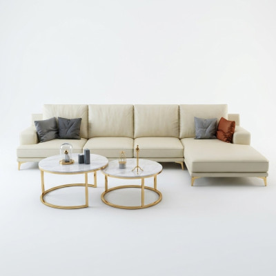 Suite Designer Sofa Canapé Canapé d'angle avec Tabouret Rembourrage Paysage de vie