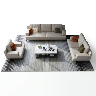 Ensemble moderne en cuir blanc 3 places + 2 places pour salon, canapés exclusifs en 2 pièces.