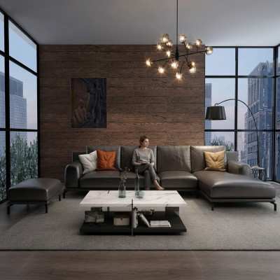 Suite canapé canapé design Canapé d'angle avec repose-pieds Rembourrage Paysage de vie