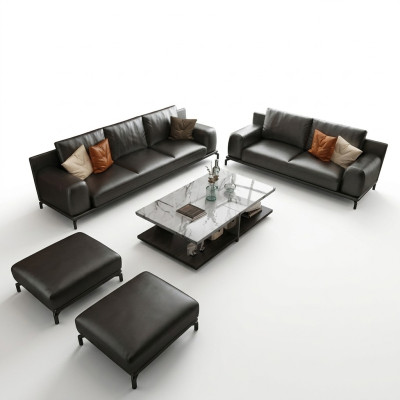 Ensemble de canapé de luxe italien en 3+2 + tabouret canapé en 3 pièces.