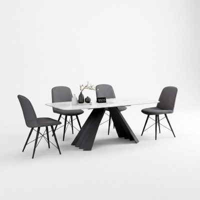 Groupe de salle à manger design Table + 4 chaises Siège Rembourrage Suite Tables Chaise inclinable