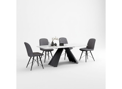 Groupe de salle à manger design Table + 4 chaises Siège Rembourrage Suite Tables Chaise inclinable