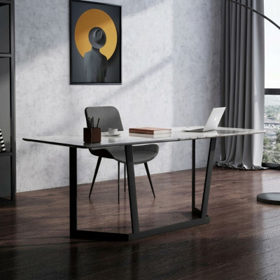 Mobilier de style italien Bureau en acier inoxydable Tables de designer Table de luxe