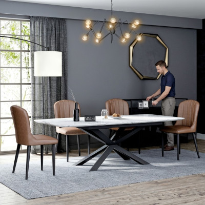 Salle à manger Design Mobilier Groupe de chaises Table + 4 Chaises inclinables Ensemble de 5 pièces
