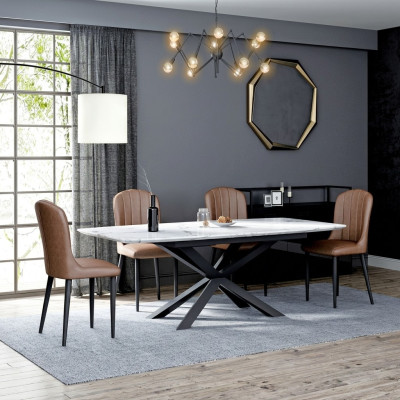 Salle à manger Design Mobilier Groupe de chaises Table + 4 Chaises inclinables Ensemble de 5 pièces