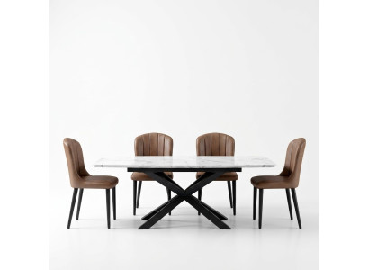 Salle à manger Design Mobilier Groupe de chaises Table + 4 Chaises inclinables Ensemble de 5 pièces