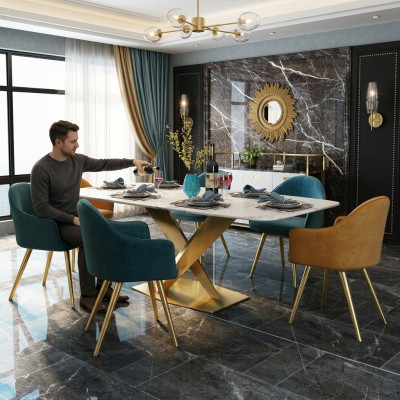 Table à manger Mobilier de designer italien Bureau de conférence Table de luxe en métal