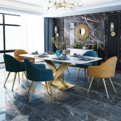 Table à manger Mobilier de designer italien Bureau de conférence Table de luxe en métal