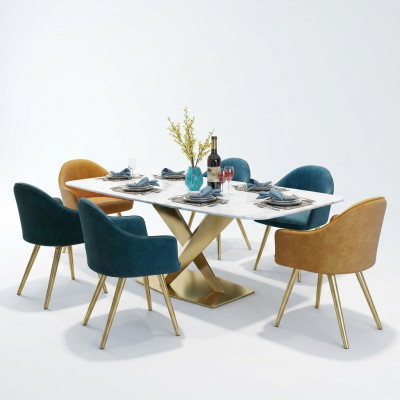 Table à manger Mobilier de designer italien Bureau de conférence Table de luxe en métal