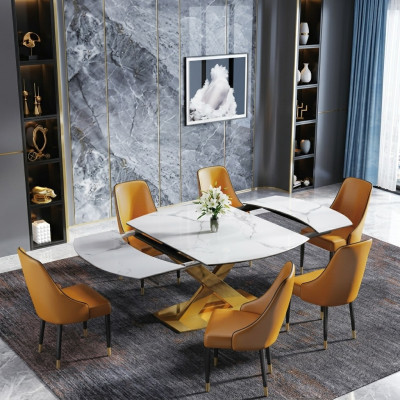 Groupe de salle à manger de meubles de style multifonction Siège Rembourrage Table Suite