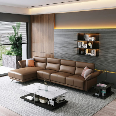 Moderne Wohnlandschaft Ecksofa Couch Polster Ledersitz Eck-Suite