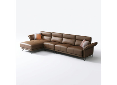 Moderne Wohnlandschaft Ecksofa Couch Polster Ledersitz Eck-Suite